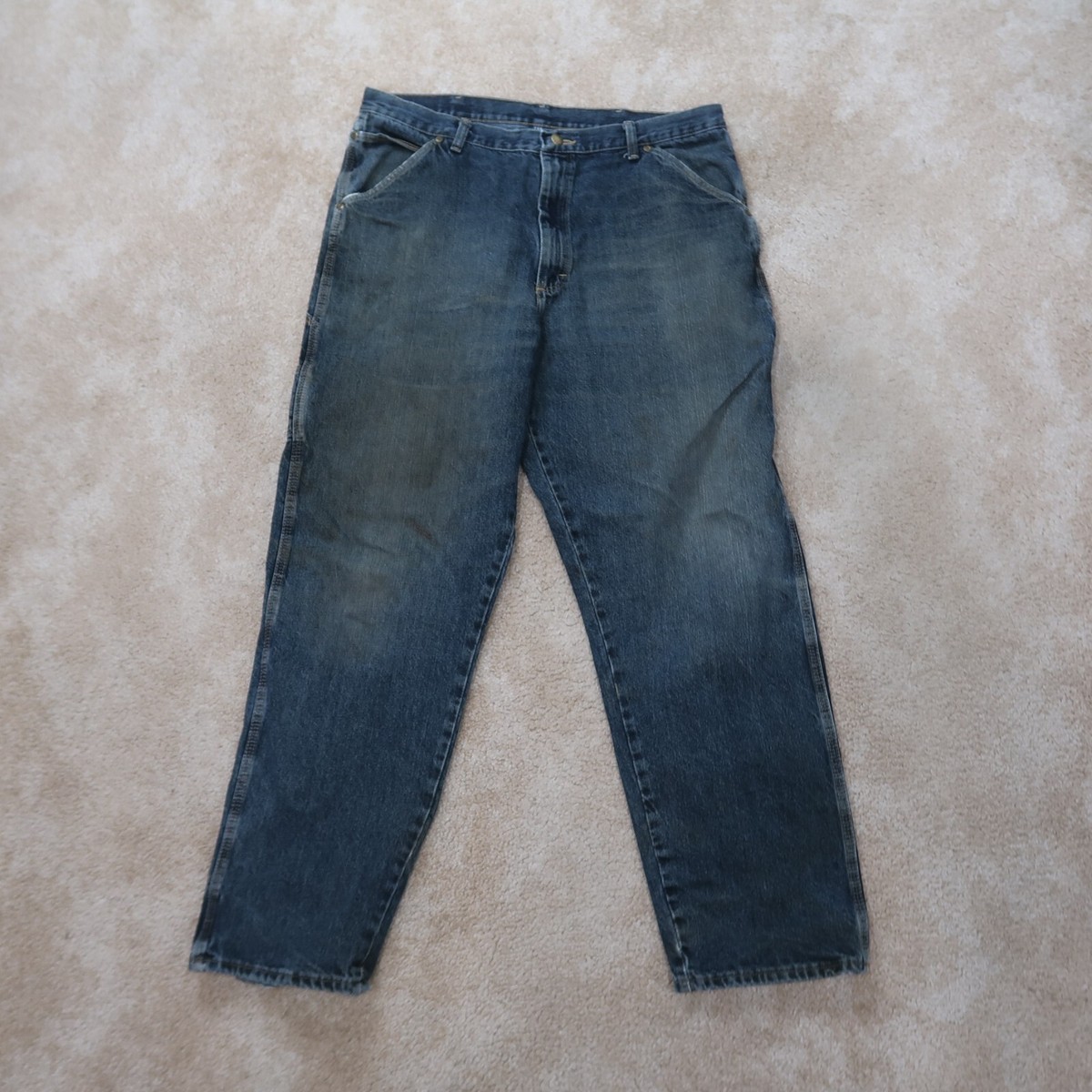 Wrangler Rugged Wear Carpenter Straight Leg Jeans Men’s 38x32 Distressed