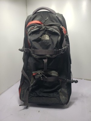 BG16 The North Face Long Haul Black Rolling Luggage Black & Red Pre Owned 