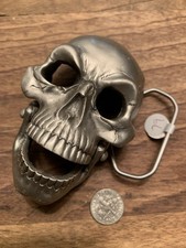 Vintage Skull Belt Buckle Moving Mouth Ratchet Jaw Metal Great American Products