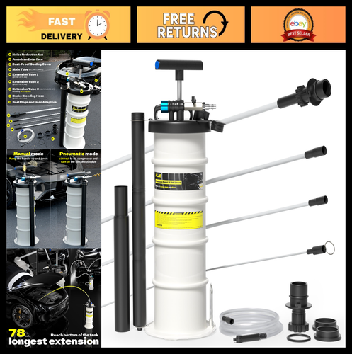 6.5L Pneumatic Manual Oil Fluid Extractor Pump with Pipe Storage & Accessories