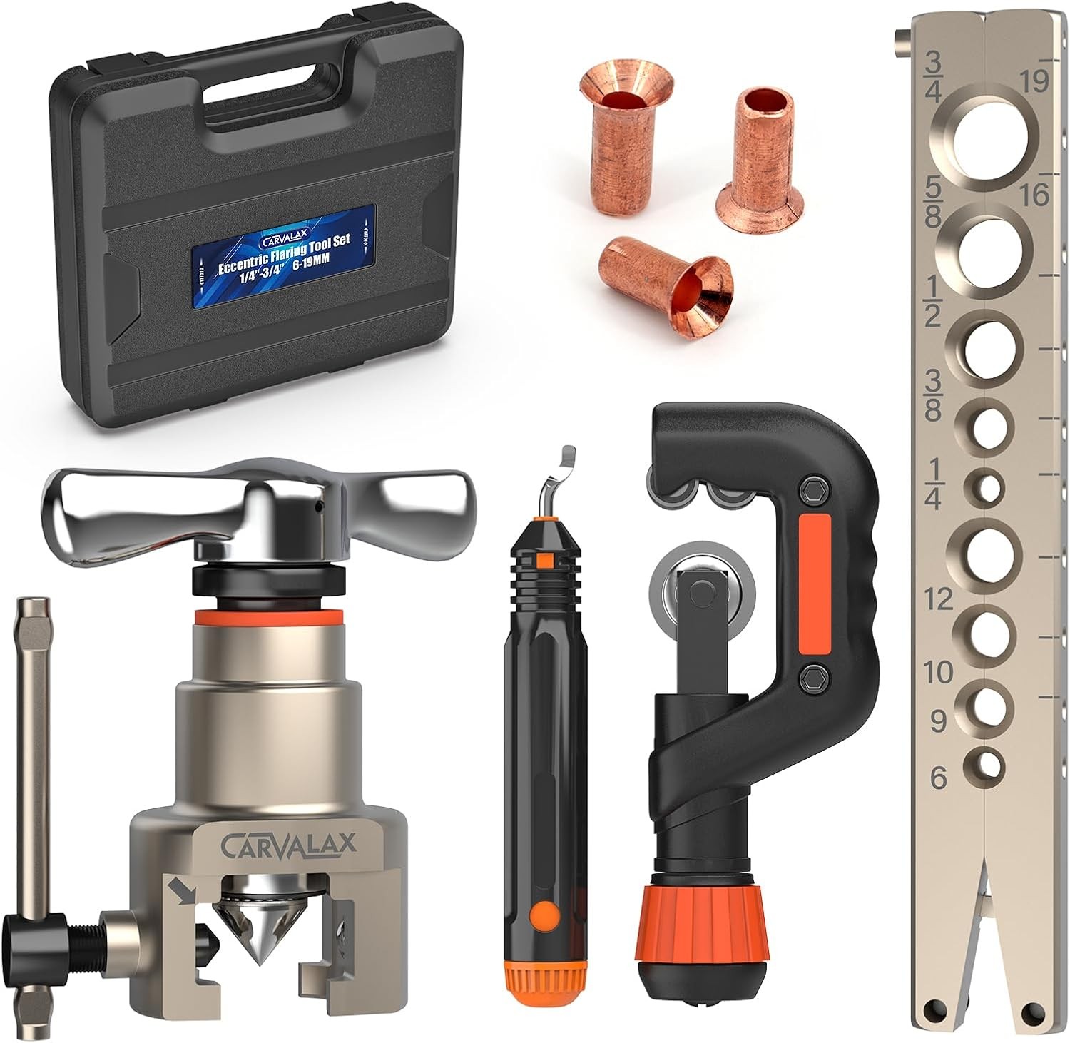 Eccentric Flaring Tool Kit 45° for 6-19mm & 1/4"-3/4" Pipes HVAC Refrigeration