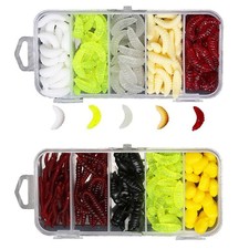 250 Pack Fishing Tackle, Artificial Worm, Soft Plastic Worms, Fluorescent...