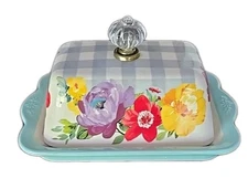 Pioneer Woman ~ Stoneware ~ Double Butter Dish ~ SWEET ROMANCE Pattern