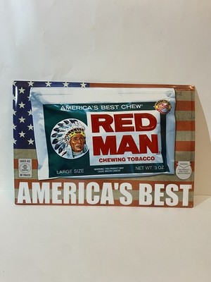 Red Man Embossed Chewing Tobacco Metal Sign