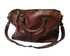 I MEDICI FIRENZE Genuine Leather Brown Travel Duffel Bag Made in Italy
