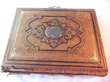 Foto Album 1900 CDV 15 Seiten Passepartout Bildeinschübe mit Goldrand. Einband