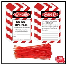 50PCS Lockout Tagout Tags Do Not Operate with 50 Zip Ties OSHA Compliant