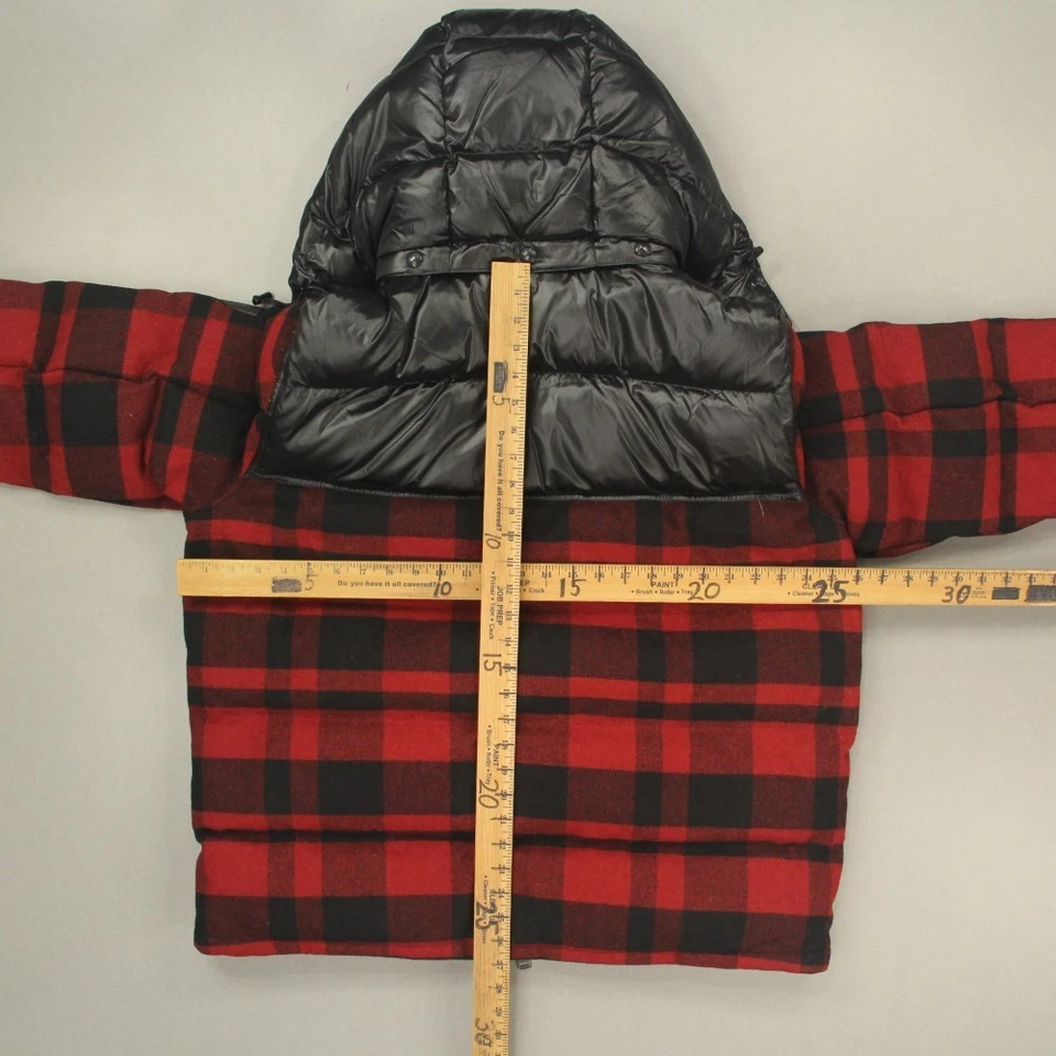 Polo Ralph Lauren 男式羊毛混纺羽绒夹克 XL 码红色黑色格子全新带标签 — 第 3/4 张图片