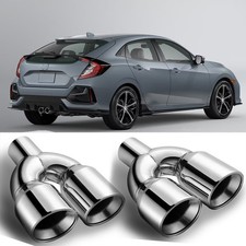 For Honda Civic 2017-25 Pair 2.5 Slant Cut Exhaust Muffler Tip Stainless Steel