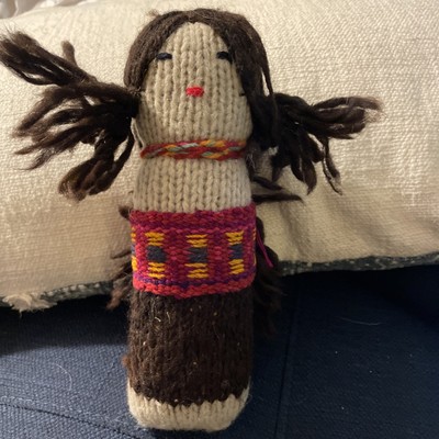 Gestrickte handgefertigte einheimische Puppe 10 Zoll Azteken geflochtenes Haar