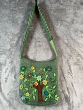 Handmade Knitted Felted Wool Bag Purse Flowers Cottagecore