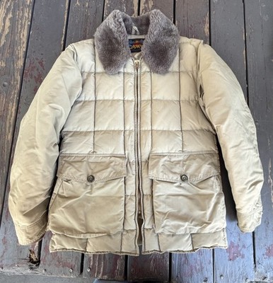 1950s/60s Eddie Bauer Bauer Down Fur Collar Jacket Blizzard Proof USA 21  x 29 