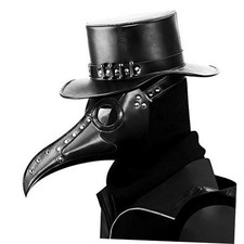 Black Leather Plague Doctor Mask Long Nose Bird Beak Plague Mask Steampunk