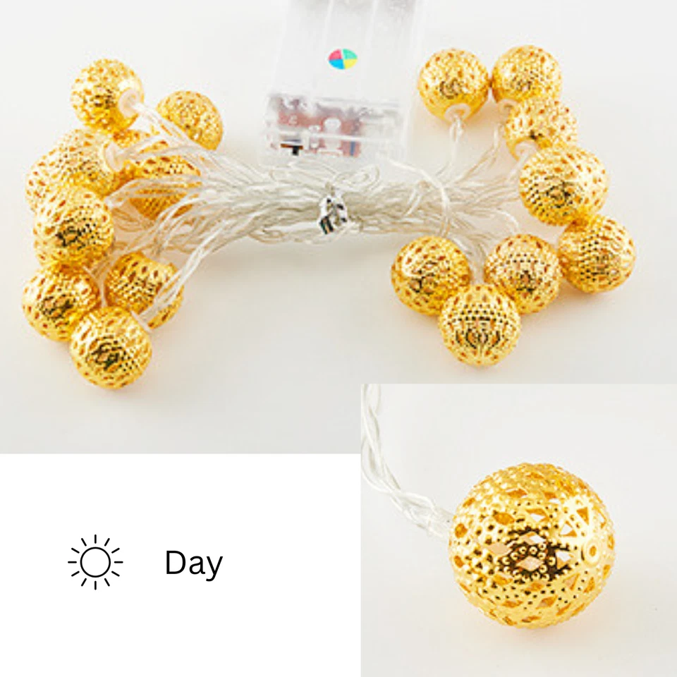 Warm White Moroccan Ball String Lights Fairy LED Lanterns Home Garden Party Wedd - Image 3 of 4