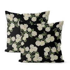 Black Spring Pillow Covers 18x18 Inch 2 18" x 18" Pack of 2 Black Hydrangea