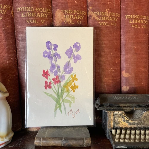 Artist’s Original Watercolor Painting By Jennifer St Clair ACEO Flower Bouquet