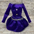 Vtg. Barbie Dress~ Pink Label- Purple Velvet Silver Trim Short