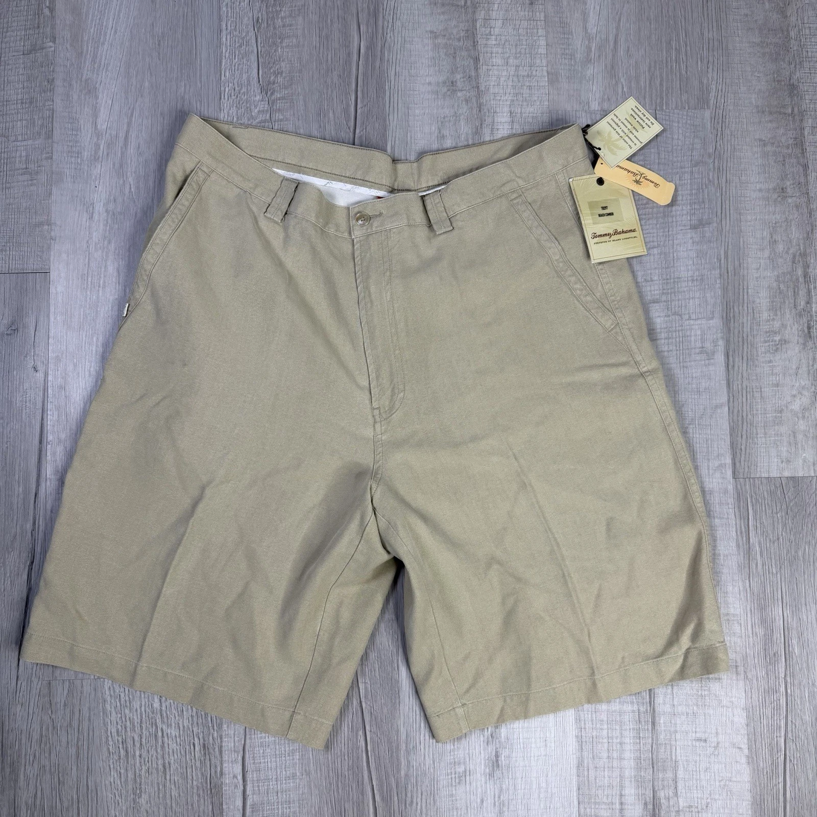 Tommy Bahama Men's Miami Striped Silk/Linen Size 38 Shorts Beach Tan Brown NWT Q