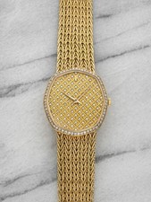 Vintage Audemars Piguet 18K YG Diamond Bezel Pave Waffle Dial Manual 29mm