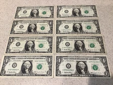 1995 $1 Web Note Federal Reserve Note  - Lot Of 8
