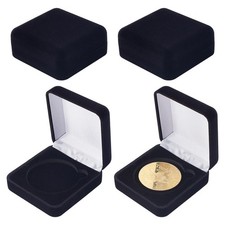 4 Pcs 40mm Black Velvet Challenge Coin Storage Gift Box 2.67x2.58x1.4 Square ...