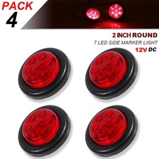 4x 2 Inch Red Led Light Round Clearance Side Marker Lights Truck Trailer 12v