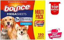 Bounce Pet Hair and Lint Guard Mega Dryer Sheets with 3X Pet Hair Fighters, F...