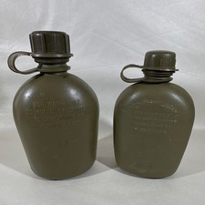 2 Olive Drab Plastic Military Surplus Canteens Militaria Theme