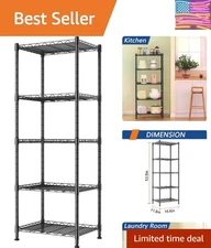 Modern 5-Tier Adjustable Shelf for Laundry, Kitchen, and More - 11.8" x 16.6"
