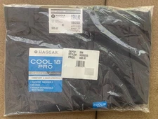 Haggar Mens Cool 18 Pro Classic Fit Pleated Stretch Dress Pants sz 44 x 30 navy