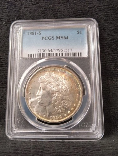 1881 S MS64 Morgan Silver Dollar Rim Toning