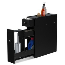 Free Standing Slim Floor Cabinet Narrow Wooden Storage with Drawers Bathroom