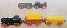 BRIO Wooden Train Set Lot of 2 Engines, 1 dumper car, 1 train car, 1 caboose