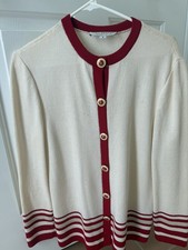St John Knits Collection White and Red Jacket...