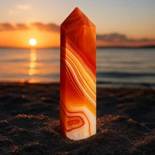 Natural Carnelian Crystal Tower Point Gemstone Obelisk Reiki Energy Home Decor