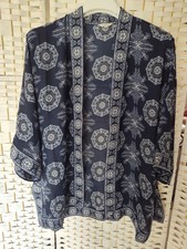 Max Studio Print Open Front Cardigan Kimono Resort Lagenlook Boho Sz M