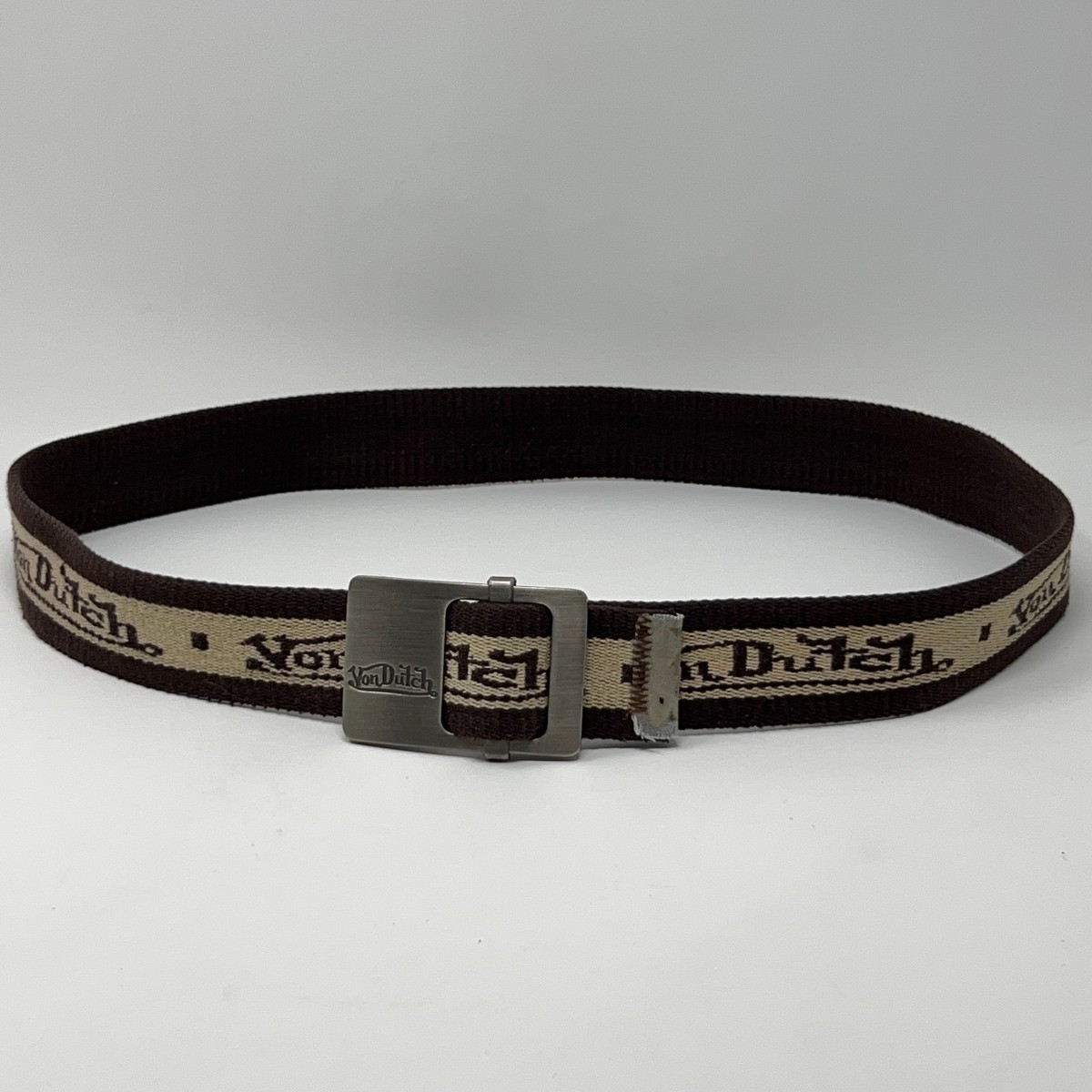 Von Dutch Belt and Buckle Brown Beige Logo Streetwear Fits Up To