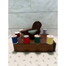 Vintage Wooden Bird Sewing Caddy Thread Organ...