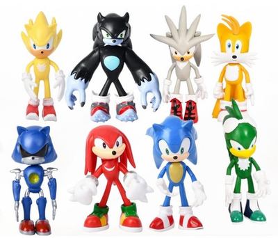 #ad Bammy Sonic Action Figures Toys4.72#x27;#x27; Sonic Hedgehog 8 PACK $13.59