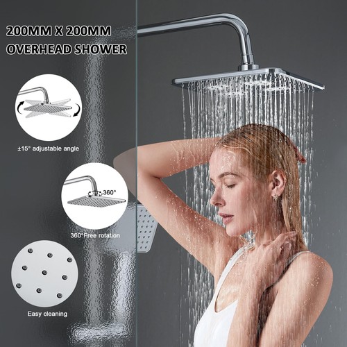 Duschsystem mit Thermostat Regendusche Duschset Dusche Verstellbarer Duschsäule - Bild 3 von 10