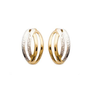 Ohrringe Halb Creolen ZIRKONIA 18 Karat vergoldet Damenschmuck