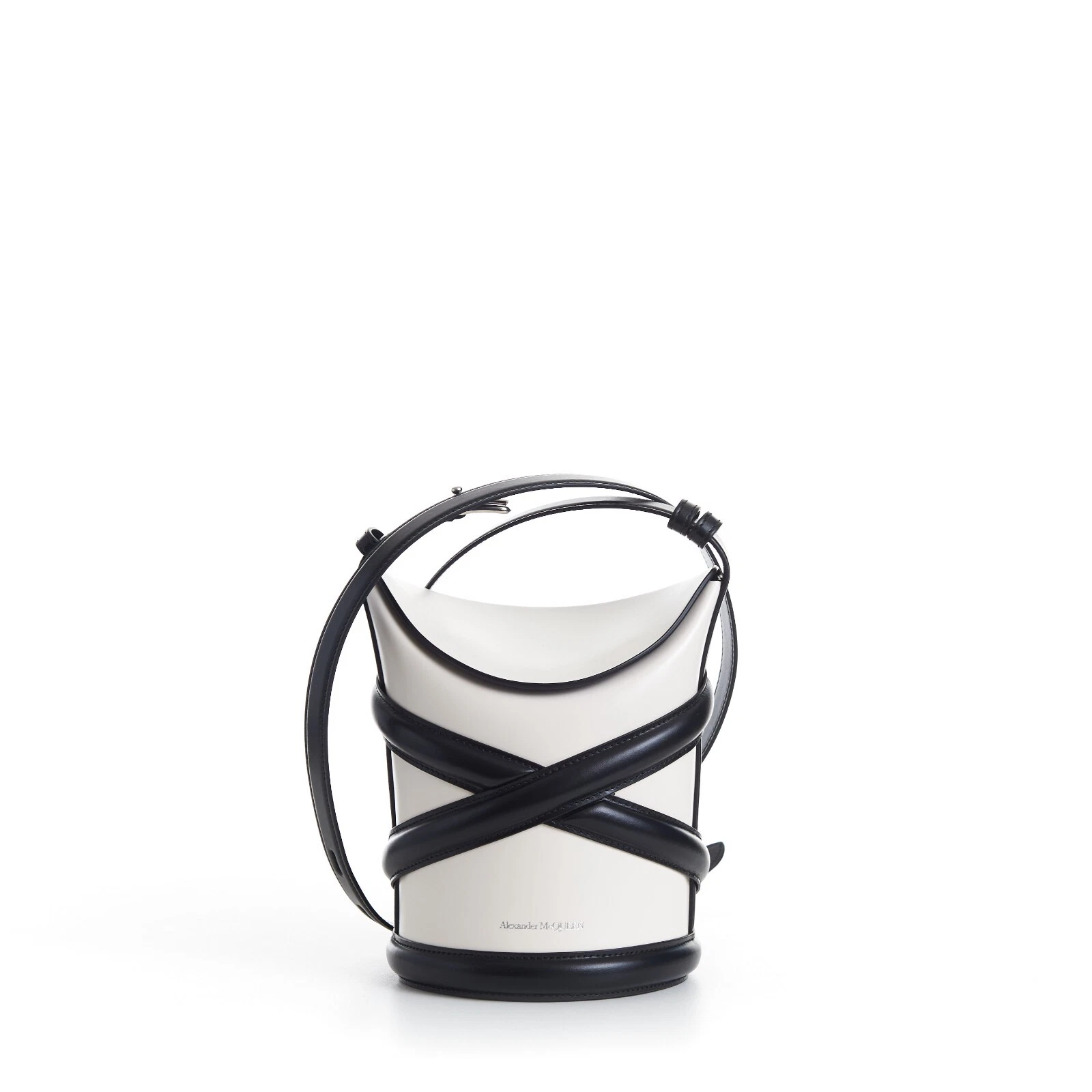 Alexander McQueen — ALEXANDER MCQUEEN 1690$ The Curve Bucket Bag - Ivory, Harness, Shoulder Strap