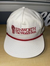 Vintage Kenworth Small Patch Rope Strapback Hat White Red Mens Made In USA
