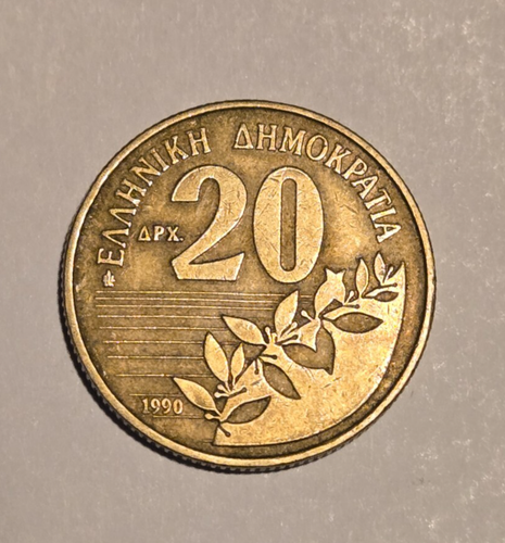 Greece-20 Drachmes-Dionysios Solomos-1990-KM#154-Schon#96 (F7) - Picture 2 of 2