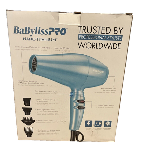 Secador de Pelo Babyliss Pro Nano Titanium Pro Minimizar el Frizz Incluye 4 Accesorios - Imagen 3 de 4
