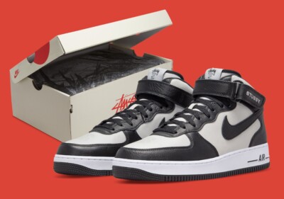 DS STÜSSY X NIKE AIR FORCE 1 MID ''BLACK LIGHT BONE'' 46 US 12 AF1 AJ1 jordan ts
