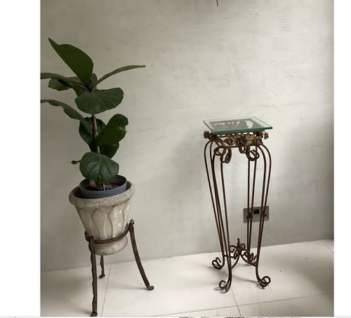 Vintage Italian copper/bronze scrolls side table/jardiniere/planter - Picture 6 of 12