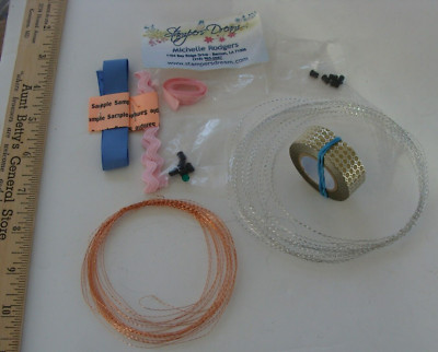 Small Craft Lot - Silver, Copper Craft Wire, Ribbon, Gold Tape