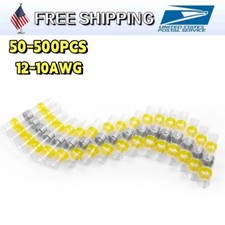 Heat Shrink Solder Seal Wire Connectors 12-10AWG Waterproof Butt Terminal Yellow