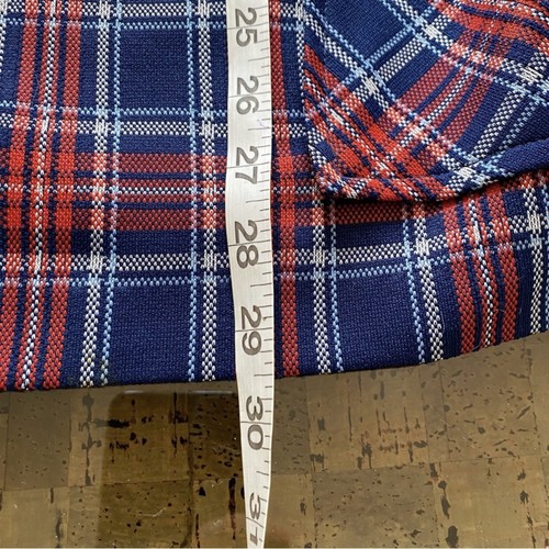 Vintage 60s Mod Polyester Plaid Leisure Jacket Men’s XL Red White Blue - Picture 11 of 13